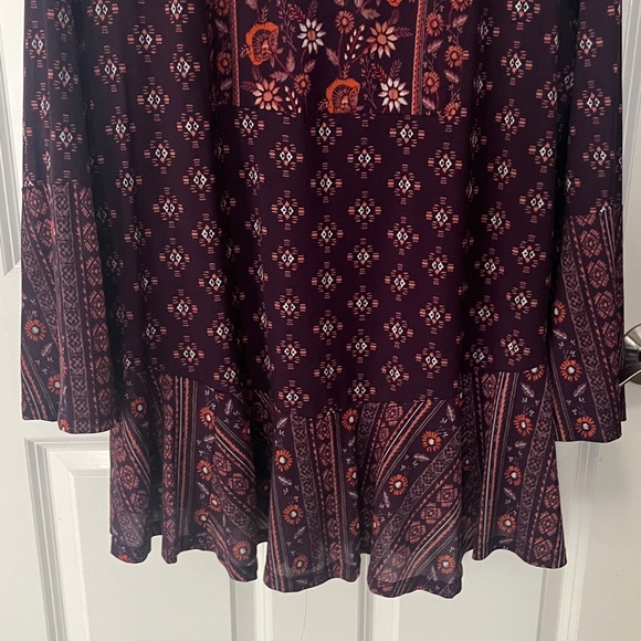 Style & Co. Deep Purple, Orange bell sleeve Tunic Boho Top Sz XL - Picture 3 of 7